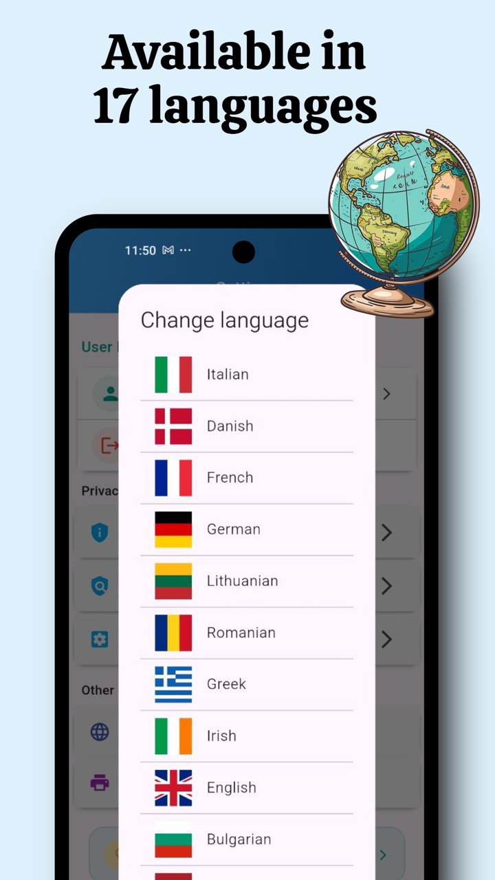 Swally available in 17 languages